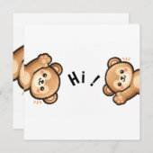 Cute Bear Hi Invitation | Kawaii Greeting Card Kaart (Voorkant / Achterkant)