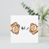 Cute Bear Hi Invitation | Kawaii Greeting Card Kaart (Staand voorkant)