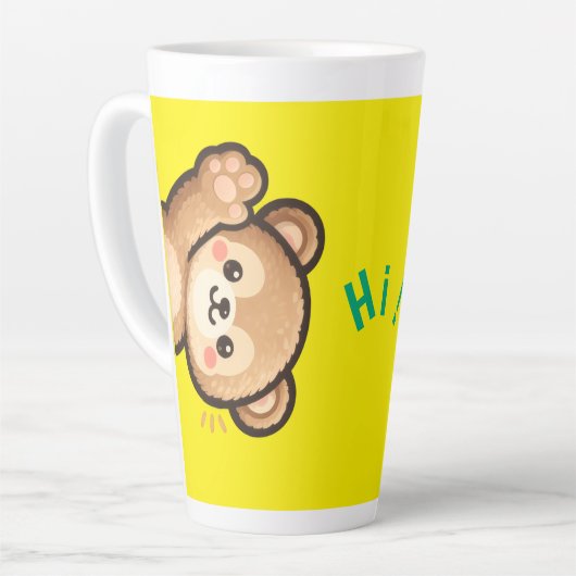 Cute Bear Hi Latte Mug | Kawaii Coffee Cup Latte Mok (Linkerhoek)
