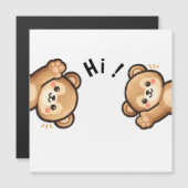 Cute Bear Hi Magnet | Kawaii Magnetic Card Magnetische Uitnodiging (Voorkant / Achterkant)