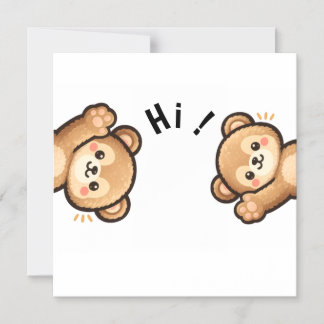 Cute Bear Hi Magnet | Kawaii Magnetic Card Magnetische Uitnodiging