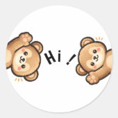 Cute Bear Hi Stickers | Minimal Kawaii Stickers (Voorkant)