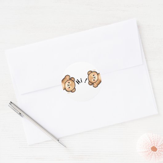 Cute Bear Hi Stickers | Minimal Kawaii Stickers (Envelop)