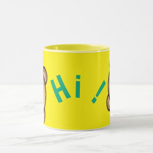 Cute Bear Hi Yellow Mug | Kawaii Coffee Cup Mok (Midden)