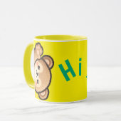 Cute Bear Hi Yellow Mug | Kawaii Coffee Cup Mok (Voorkant links)