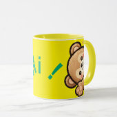 Cute Bear Hi Yellow Mug | Kawaii Coffee Cup Mok (Voorkant rechts)