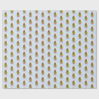 Cute Bear Holding Gingerbread House Holiday Wrap Cadeaupapier