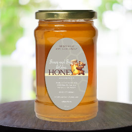 Cute Bear Honey Jar Honeycomb Product Label