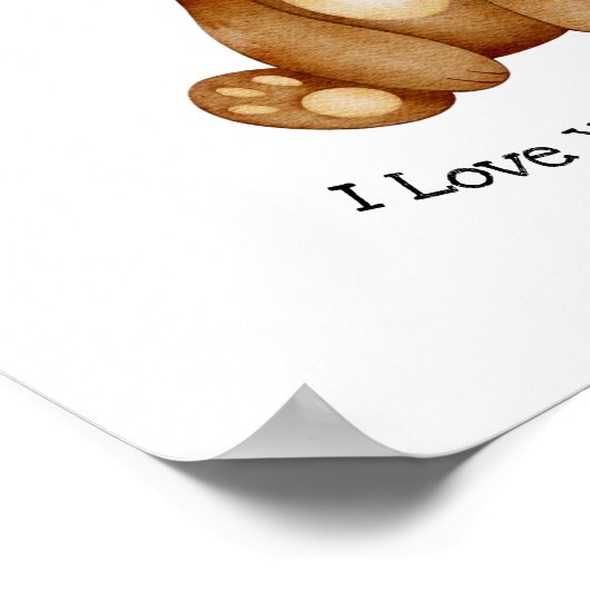 Cute Bear I Love You Beary Much Quote Poster (Hoek)