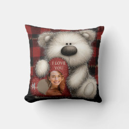 Cute Bear I Love You Custom Monogram Photo Kussen