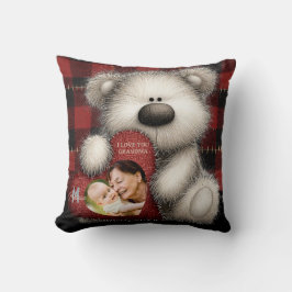 Cute Bear I Love You Grandma Custom Monogram Photo Kussen