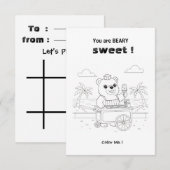 Cute Bear Ice Cream Coloring valentine card Bedankkaart (Voorkant / Achterkant)