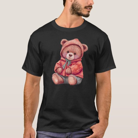 Cute Bear Illustration Nature Style Design T-shirt (Voorkant)