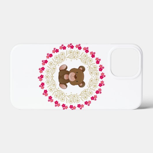 Cute bear in a floral wreath Case-Mate iPhone case (Achterkant (horizontaal))