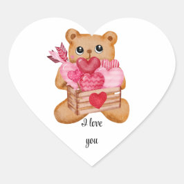 Cute bear in love full of love hart sticker