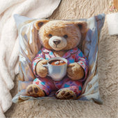 Cute Bear in Pajamas Holding Hot Cocoa Kussen (Deken)