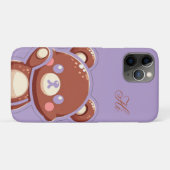 Cute Bear iPhone Case – Purple Minimal Teddy Bear  (Achterkant (horizontaal))