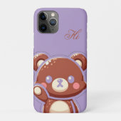 Cute Bear iPhone Case – Purple Minimal Teddy Bear  (Achterkant)