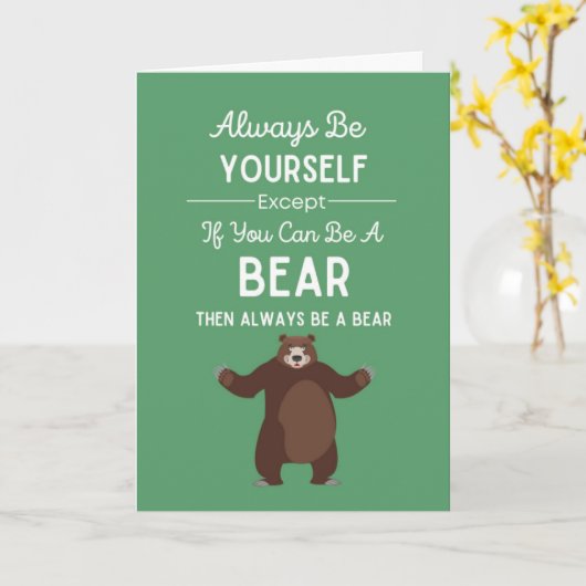 Cute Bear Lover Cards Humor Wildlife Forest Nature Kaart (Gele Bloem)
