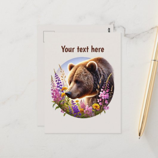 Cute bear lovers customizable  briefkaart (Voorkant / Achterkant in situ)