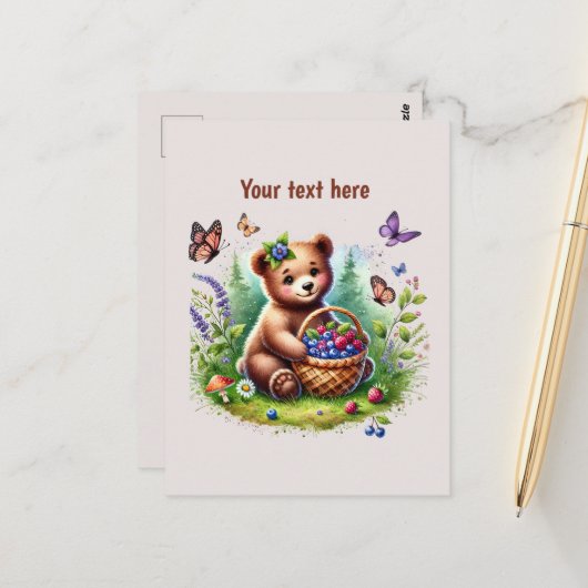 Cute bear lovers customizable briefkaart (Voorkant / Achterkant in situ)