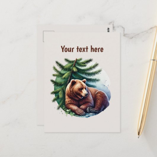 Cute bear lovers customizable briefkaart (Voorkant / Achterkant in situ)