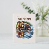 Cute bear lovers customizable  briefkaart (Staand voorkant)
