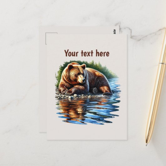 Cute bear lovers customizable  briefkaart (Voorkant / Achterkant in situ)
