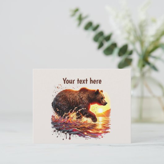 Cute bear lovers customizable  briefkaart (Staand voorkant)
