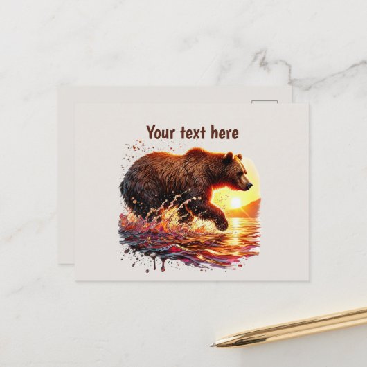 Cute bear lovers customizable  briefkaart (Voorkant / Achterkant in situ)