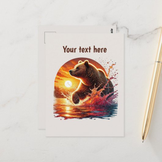 Cute bear lovers customizable briefkaart (Voorkant / Achterkant in situ)