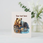 Cute bear lovers customizable  briefkaart (Staand voorkant)