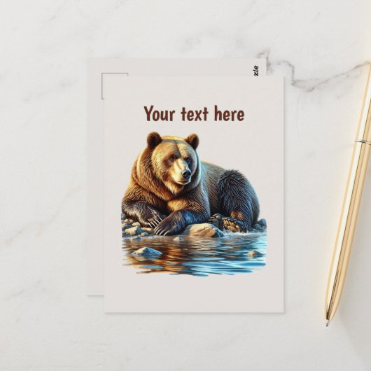 Cute bear lovers customizable  briefkaart (Voorkant / Achterkant in situ)