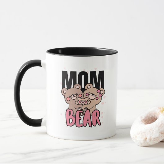 Cute bear-mom Text Illustration Mok (Met donut)