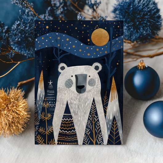 Cute Bear Nordic Winter Merry Christmas Photo Kaart