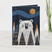 Cute Bear Nordic Winter Merry Christmas Photo Kaart (Voorkant)