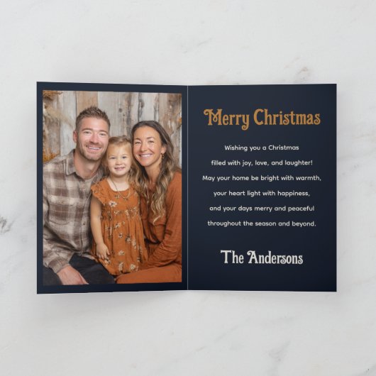 Cute Bear Nordic Winter Merry Christmas Photo Kaart (Binnen)