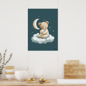 Cute Bear on Cloud Nursery Bedtime Wall Art Poster (Keuken)