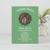 Cute Bear On Wreath Christmas Holiday Kaart (Staand voorkant)