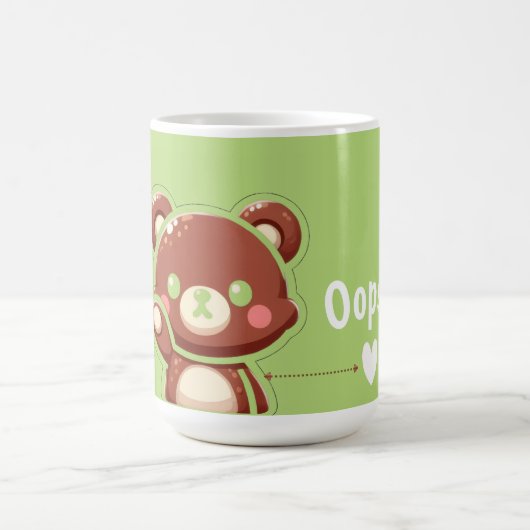 Cute Bear “Oops!” Green Classic Mug – Kawaii Bear Koffiemok (Center)