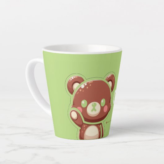 Cute Bear “Oops!” Green Latte Mug – Kawaii Bear  Latte Mok (Linkerhoek)