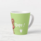 Cute Bear “Oops!” Green Latte Mug – Kawaii Bear  Latte Mok (Rechterhoek)