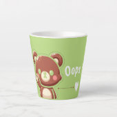 Cute Bear “Oops!” Green Latte Mug – Kawaii Bear  Latte Mok (Voorkant)