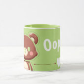 Cute Bear “Oops!” Green Mug –Kawaii Bear Combo Mug Mok (Midden)