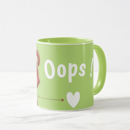 Cute Bear “Oops!” Green Mug –Kawaii Bear Combo Mug Mok (Voorkant rechts)