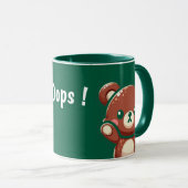 Cute Bear Oops Green Mug | Kawaii Coffee Cup Mok (Voorkant rechts)