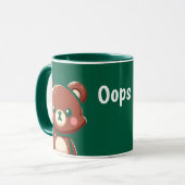 Cute Bear Oops Green Mug | Kawaii Coffee Cup Mok (Voorkant links)