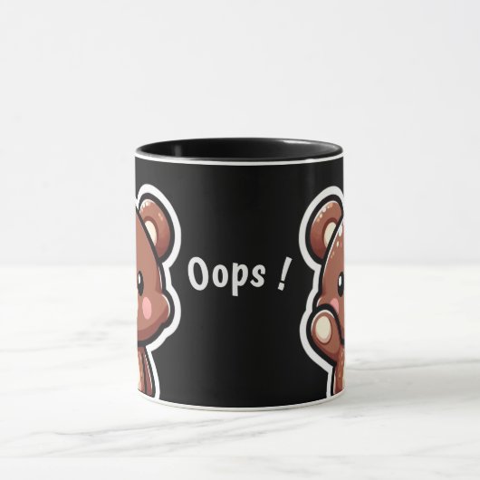 Cute Bear Oops Mug | Funny Kawaii Coffee Cup Mok (Midden)