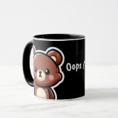 Cute Bear Oops Mug | Funny Kawaii Coffee Cup Mok (Voorkant links)