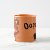 Cute Bear “Oops!” Orange Mug – Kawaii Bear Coffee  Mok (Midden)